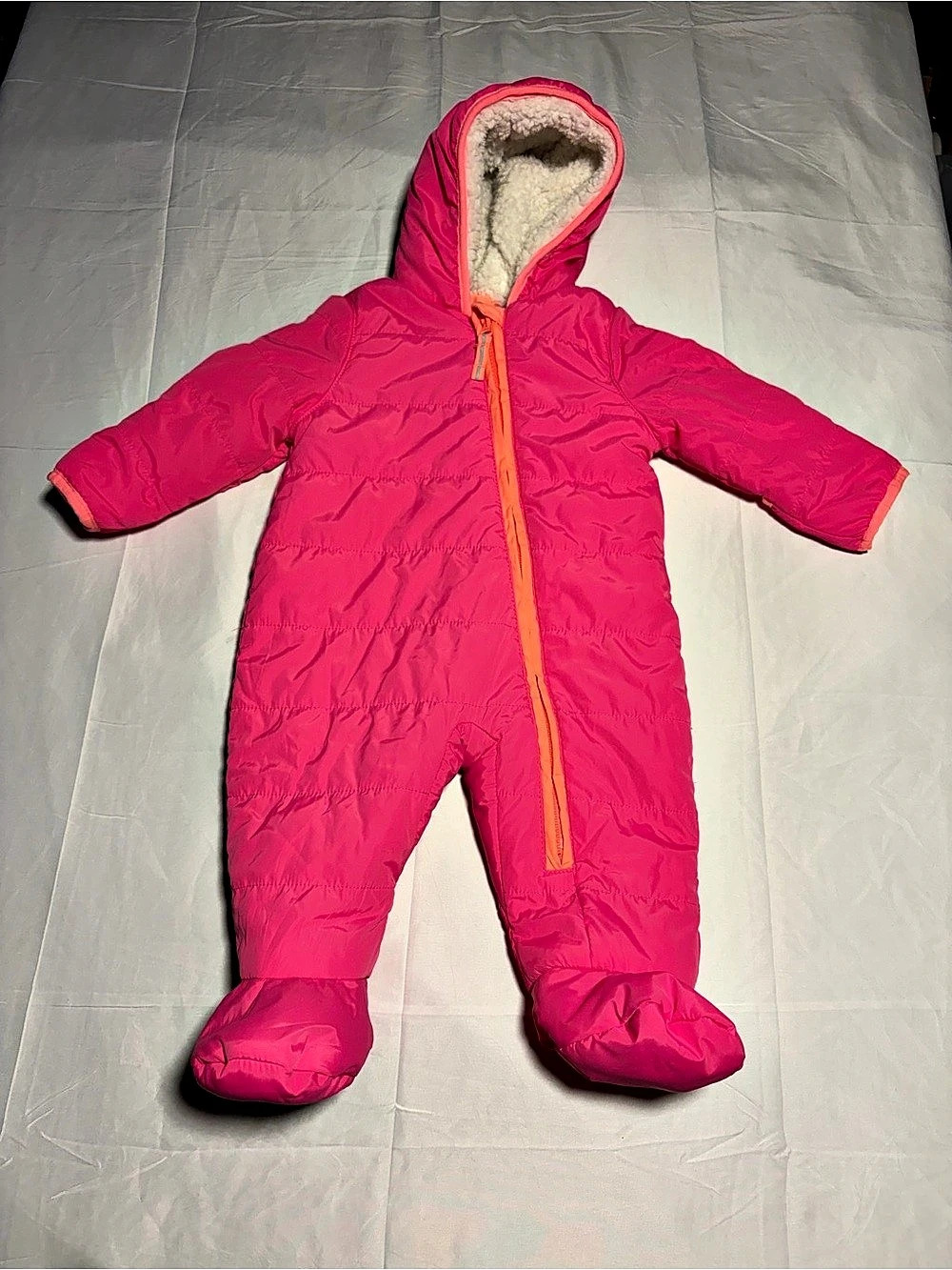 Cat & Jack 6-9 M Hot Pink Full Zip Up Hooded Snowsuit